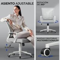 Silla de Oficina con Función de Inclinación, con Soporte Lumbar y Diseño Mariposa para Estudio, Carga Máxima 136kg, Negro - details 19