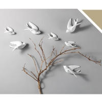 Murales de pájaros de cerámica 3D, decoraciones colgantes de pared, artesanías, adornos para el hogar, 1 unidad - details 0
