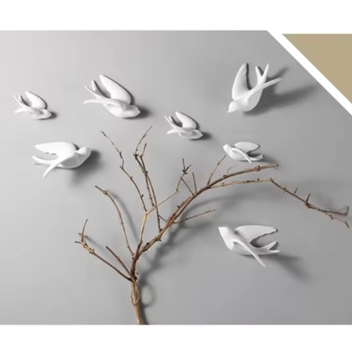 Murales de pájaros de cerámica 3D, decoraciones colgantes de pared, artesanías, adornos para el hogar, 1 unidad - 1