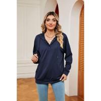 Sudadera con capucha informal para mujer, moda coreana para botones planos - details 7