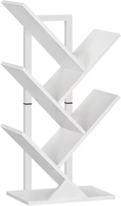 Estantería de Libros 9 Niveles, Estantes de Almacenamento, Forma de Árbol, Resistente y Duradera, Ahorro de Espacio, para CD, revistas, Libros, Sala de Estar, Blanco EWT08SJ01G1 - 1