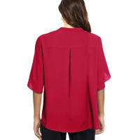 Camiseta de manga corta para mujer, Top de manga corta con cuello en v, informal, camisetas de verano con volantes - details 4
