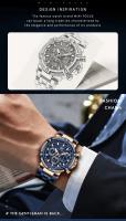 Reloj informal de negocios de lujo para hombre, reloj de pulsera de cuarzo resistente al agua, cronógrafo luminoso de acero inoxidable a la moda para el trabajo - details 1