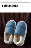 Zapatillas de casa de algodón para hombre y mujer, tela, transpirable, con tacón, cálidas, invierno - details 5