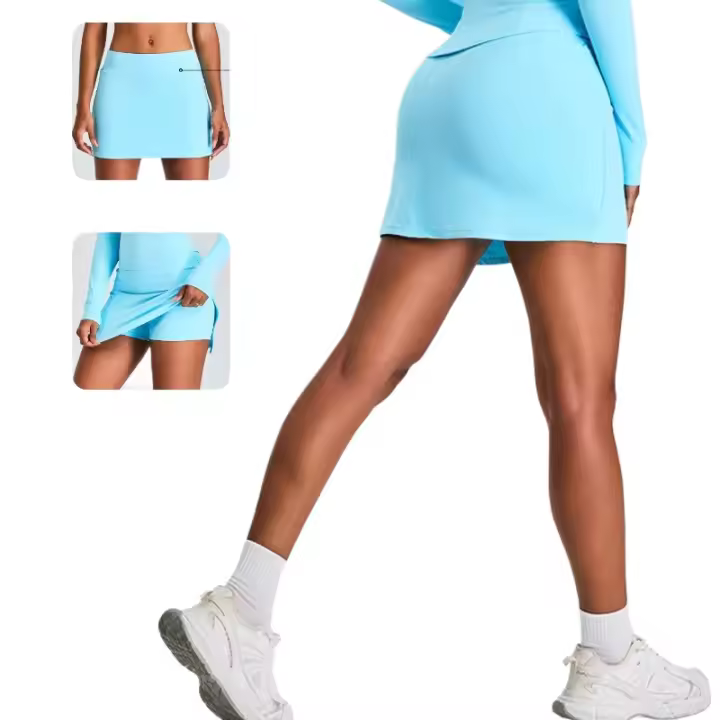 Falda deportiva de yoga con corte en A, pantalones cortos, ropa deportiva de tenis de golf ajustada para mujer - 1