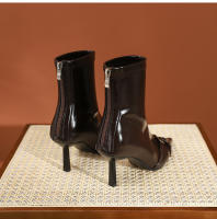 Moda nueva hebilla de cinturón stiletto botas cortas de mujer - details 25