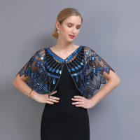 Mantón de mujer elegante de gasa 1920 combinado con lentejuelas vintage para fiestas - details 1