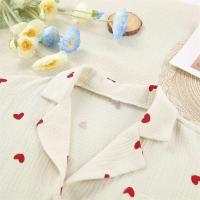 Novedad de verano, conjunto de manga larga 100% algodón con estampado de corazón de amor, pijama con botones para mujer con cuello TRE de 2 piezas, pijamas - details 9