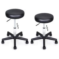 Giratorio Sobre Ruedas Regulable, 46-58 cm, Asiento de Cuero Sintético, Para Trabajo, Estudio, Oficina, Clínica Negro LJB61B - details 1