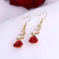 Nueva joyería de moda, pendientes de rosa roja para mujer, pendientes colgantes RES con diamantes de imitación vintage, fiesta de compromiso y boda - details 1