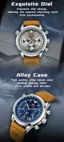 Reloj de cuarzo multifunción para hombre, cronógrafo de aviación, correa de cuero genuino, resistente al agua, luminoso, informal - details 3