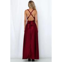 Vestido largo de seda de Color sólido profundo de Amazon, vestido de noche sin mangas de nuevo estilo de verano para mujer para banquetes - details 10