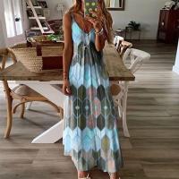 Vestido largo informal de verano para mujer, traje sin mangas con estampado a la moda - details 3