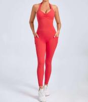 Monos de Yoga sin Costuras Ropa Deportiva Ajustada para Mujeres Leggings de Gimnasio con Bolsillo sin Espalda - details 15