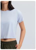 Blusa holgada sin costuras para mujer, Top corto de manga corta para Yoga, correr, Fitness, gimnasio, secado rápido - details 8