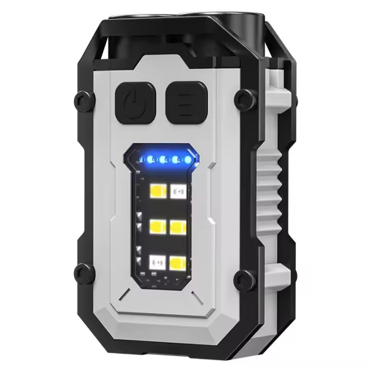 Linterna EDC de 200 lúmenes con luz blanca, roja y azul, 8 modos, mini linterna de llavero de bolsillo, recargable por USB-C, imán trasero, linterna impermeable IPx4 para acampar, al aire libre - 1