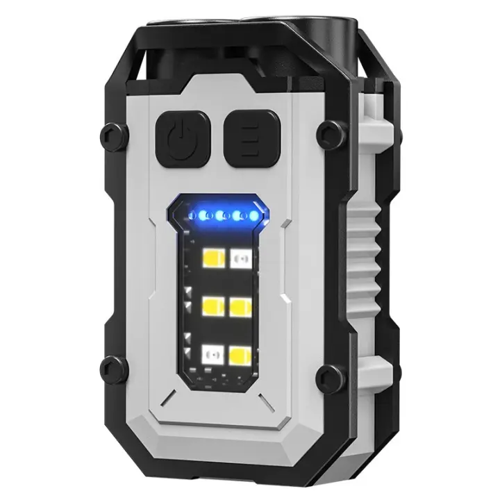 Linterna EDC de 200 lúmenes con luz blanca, roja y azul, 8 modos, mini linterna de llavero de bolsillo, recargable por USB-C, imán trasero, linterna impermeable IPx4 para acampar, al aire libre - 1