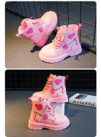 Botas de algodón informales para niñas, botines de PU británico, color rosa suave con cremallera lateral, a la moda, Otoño e Invierno - details 7