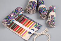 Estuche de tela de colores para lápices, bolsa de almacenamiento para cosméticos, rollo de lápices, suministros escolares, 12/24/36/48/72 agujeros - details 4