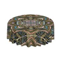Mantel circular mandala, flor de loto de la vida, impermeable, resistente al aceite, 60 pulgadas, forma geométrica sagrada - details 94