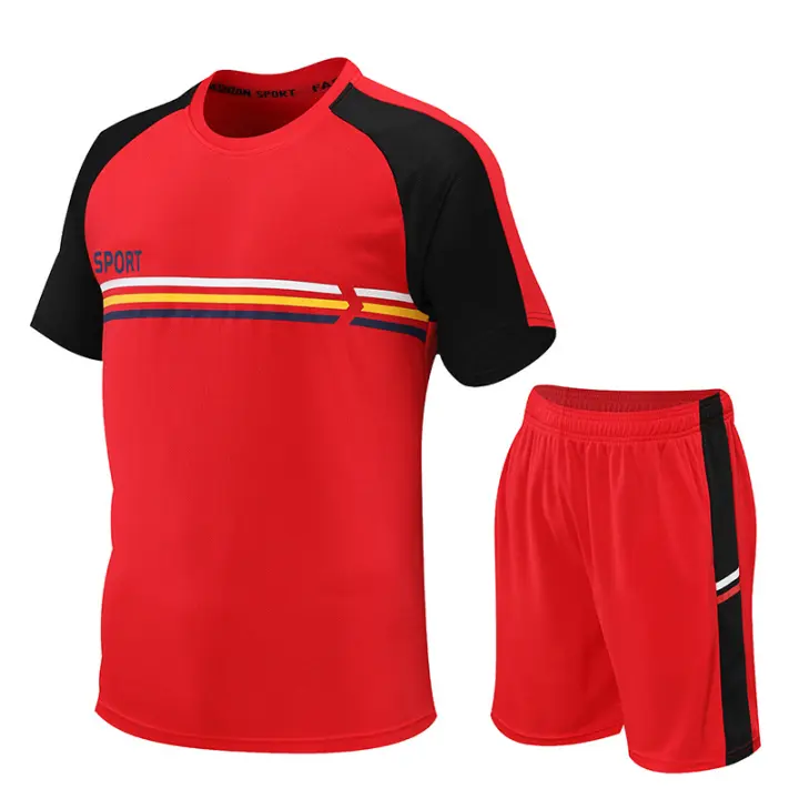 Ropa Deportiva transpirable de secado rápido para hombre, traje de camiseta de manga corta y pantalones cortos, Verano - 1