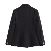 TRAFZA, abrigos informales para mujer, liso, cuello vuelto, manga larga, bolsillos, doble botonadura, nueva moda de primavera, chaqueta holgada - details 5