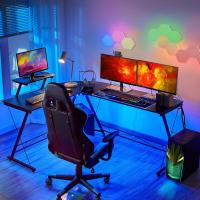 Escritorio Esquinero con Estanteria Grande 162x130x96cm Mesa Esquina Gaming Mesa para Ordenador Escritorio para Estudio Oficina Despacho Negra Metal - details 3