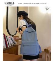 Mochila escolar impermeable de gran capacidad para mujer, mochila escolar con cremallera suave, Color sólido, mochila informal para adolescentes y niñas, suministro para estudiantes - details 24
