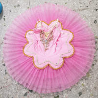 Falda de tutú de Ballet rosa, vestido de Ballet, disfraz de Lago de cisne para niños, ropa de danza del vientre, escenario profesional - details 6