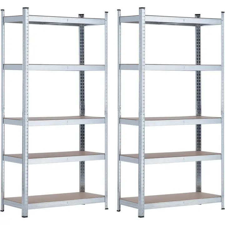 Almacenamiento Modular de Acero Galvanizado y MDF Antihumedo Paquete 2, Carga Máxima 875Kg, Tamaño 90x40x180cm para Hogar, Trastero, Garaje - 1