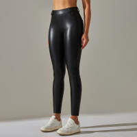 Nessaj-pantalones de piel sintética de terciopelo fino para mujer, leggings de cuero PU ajustados, sexy, con bolsillo, Otoño e Invierno - details 7