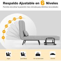Sofá Cama Convertible Silla de Dormir Individual Tri-Fold con Respaldo Ajustable de 6 Posiciones, Cojín Desmontable y Asiento Tapizado Estructura Metálica Plegable (Azul) - details 24