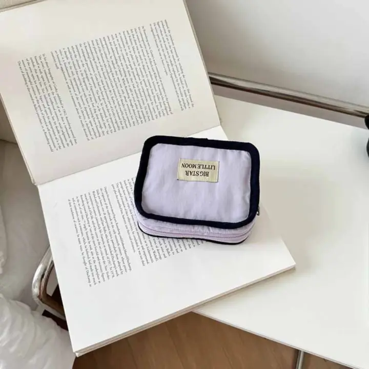 Bolsa de cosméticos portátil de Color contrastante, bolsa con cremallera de estilo coreano, monedero de Color sólido, billetera, bolsa de almacenamiento de pañuelos sanitarios suaves - 1