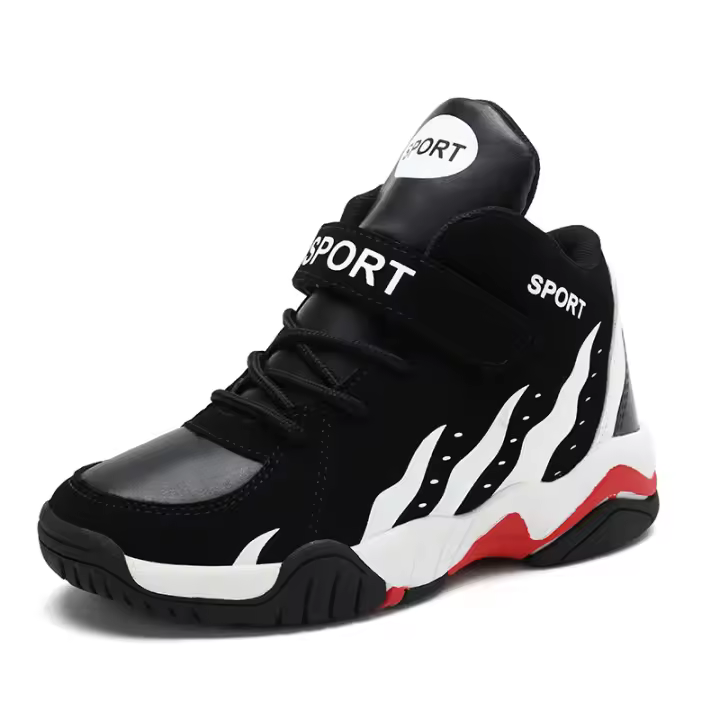 Zapatillas de baloncesto para niños, zapatos de tenis deportivos cómodos para exteriores, zapatillas impermeables de cuero Pu para correr, zapatillas antideslizantes para niños - 1