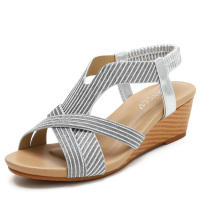 Sandalia estilo étnico punta abierta verano cómoda vacaciones turismo pendiente y sandalias romanas para mujer - details 1