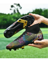 Zapatos de fútbol profesionales FG/TF para adultos, botas de fútbol de Punta larga antideslizantes, tacos altos de tobillo para niños pequeños, zapatillas de fútbol de hierba - details 19