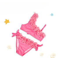 Traje de baño dividido de encaje rosa bebé para niñas, bikini para niños, ropa de baño para playa - details 1