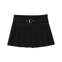 TRAFZA-minifaldas de cintura alta para mujer, faldas de Color liso con decoración de cinturón, estilo Sweetwear, 2023 - details 1