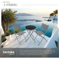 Conjunto Muebles Jardín Exterior 3 Piezas con Estructura de Acero, Mesa y Sillas Terraza Resistentes a Intemperie, Topes en Patas, Tela de Secado Rápido, Asas para Fácil Transporte - Negro - details 15