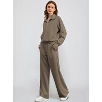 Conjunto casual de dos piezas para mujer: sudadera extragrande con media cremallera y pantalones deportivos de pierna ancha - details 60