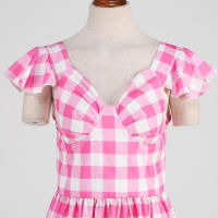 Vestido de fiesta de línea A con cuello en V y estampado de lunares de verano para mujer - details 6