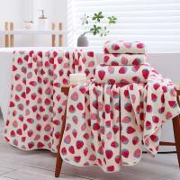 140x70cm fresa mano Coral Veet piel agradable suave toalla de playa grande chica corazón toallas de baño para adultos - details 0