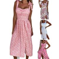Vestido de verano sin mangas con estampado de flores de colores, vestido Midi con escote cuadrado, Espalda descubierta, ropa de vacaciones - details 11
