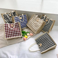 Bolso de niña tejido nuevo bolso, bolso bento simple a rayas 2025 nuevo bolso pequeño de lino - details 5
