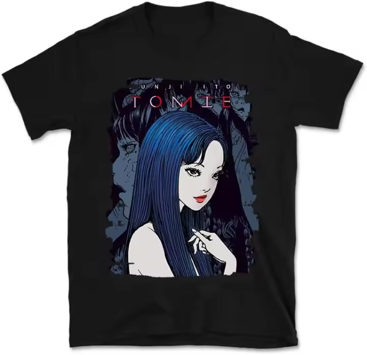 Junji Ito-Camiseta de manga corta para hombre y mujer, camisa suave con cuello redondo, color negro - 1
