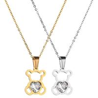 Collar Colgante Forma De Oso Para Mujer Estilo Bohemio Con Inlazamiento De Cristal En Forma De Corazón Accesorio De Fiesta Regalo - details 0