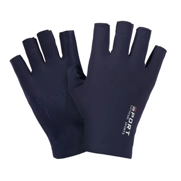 Guantes antideslizantes de silicona para hombre, manoplas de medio dedo, elásticos, de seda helada, para verano - 1