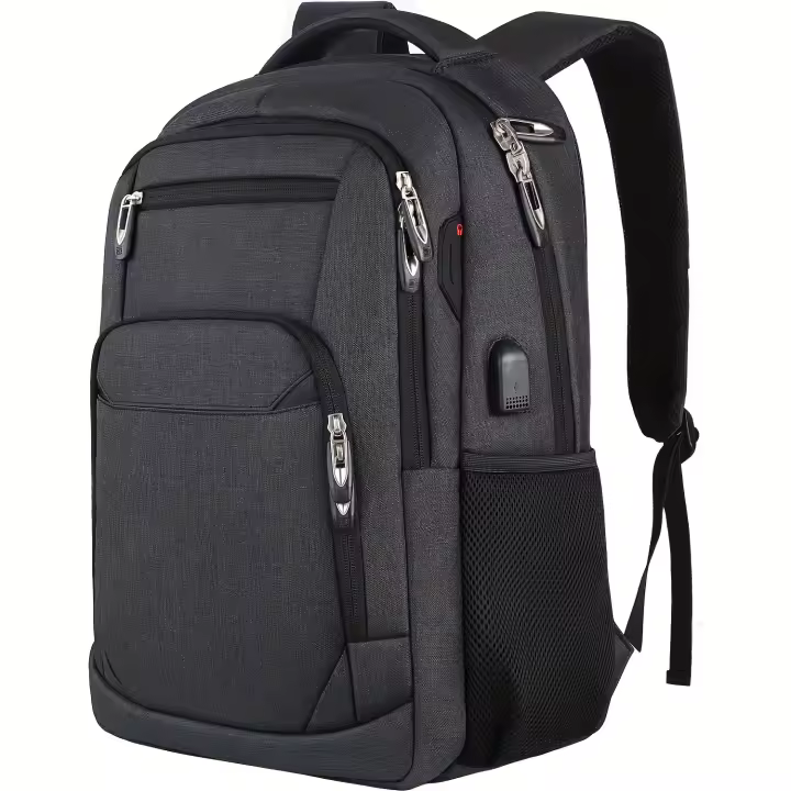 Moqueta Delgada y Resistente Antirrobo para Portátil con Puerto de Carga USB, Bolso de Viaje Empresarial Resistentes al Desvanecimiento para Hombres y Mujeres, Apta para Portátiles de 39.62 cm, Correas Ajustables, Múltiples Compartimentos - , Funda para - 1