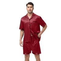 Conjunto de Pijama de Manga Corta para Hombre de Talla Grande Pantalones Cortos de Satén, Ropa de Dormir Fresca, Traje de Pijama Informal de Verano - details 27