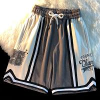 Vintage hiphop bordado baloncesto hombres pantalones cortos casuales tendencia americana calle alta pareja estilo universitario pantalones deportivos 202 - details 0